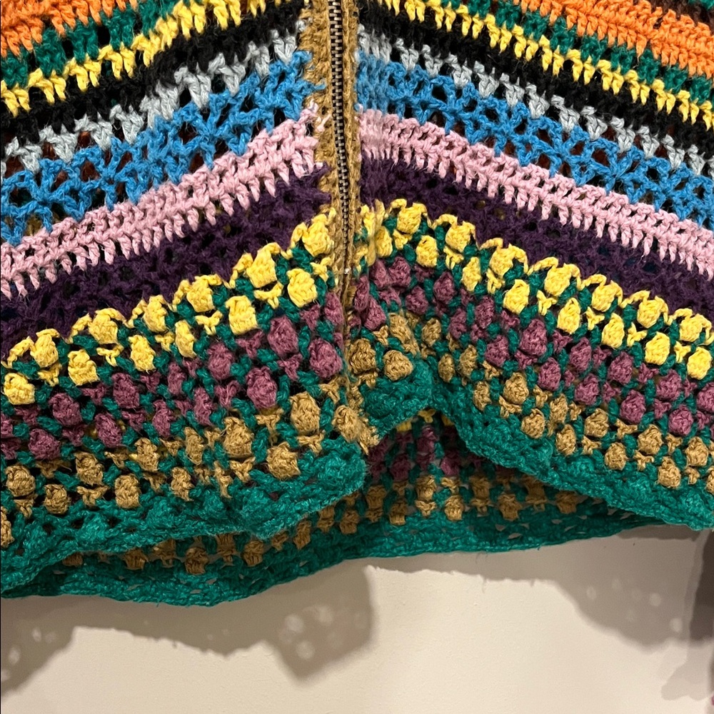 Vintage Express Multicolor Crochet Granny Square Sweater - Picture 5 of 8